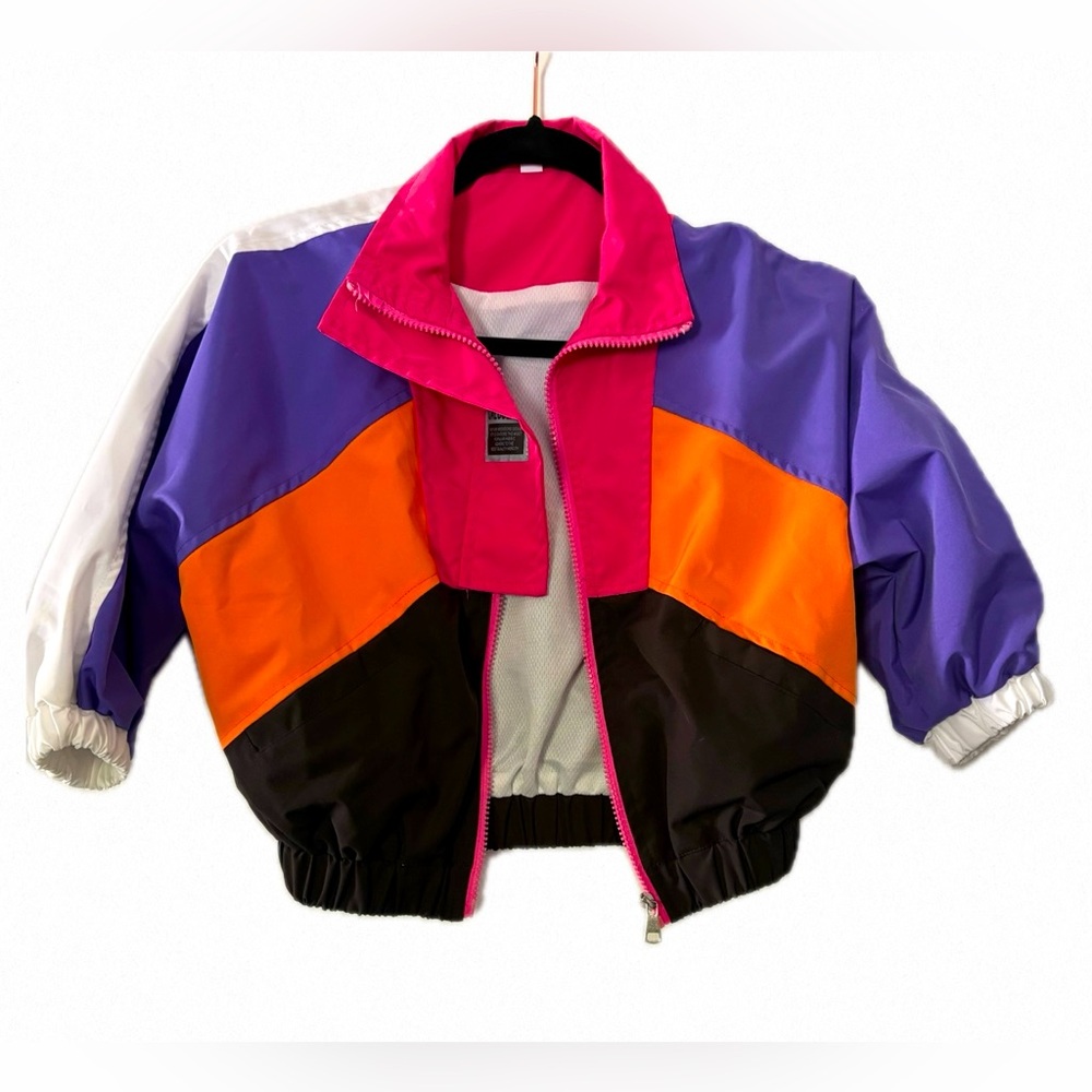 Calculated Retro Hip-Hop Kids Purple Colorblock Dance Costume Tracksuit 6Y Y2K - Picture 2 of 16